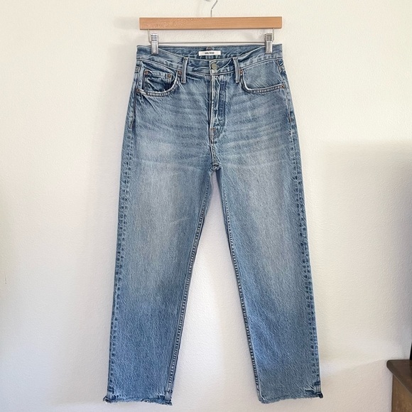 GRLFRND Helena High Waist Straight Leg Rigid Denim Raw Hem Ankle Jean Giulia 27 - Picture 4 of 16